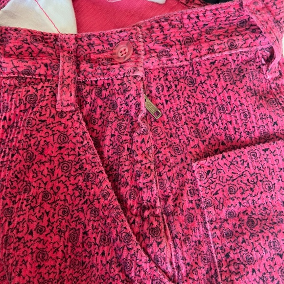 Vintage ESPRIT Women's Girls Corduroy Pink Pants 5/6 Small Floral Hot Pink Black - Picture 3 of 15